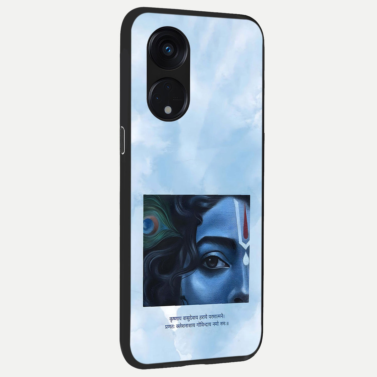  Spiritual Krishna back cover For Oppo Reno 8T 5G slim fit glass case with vibrant aesthetic design