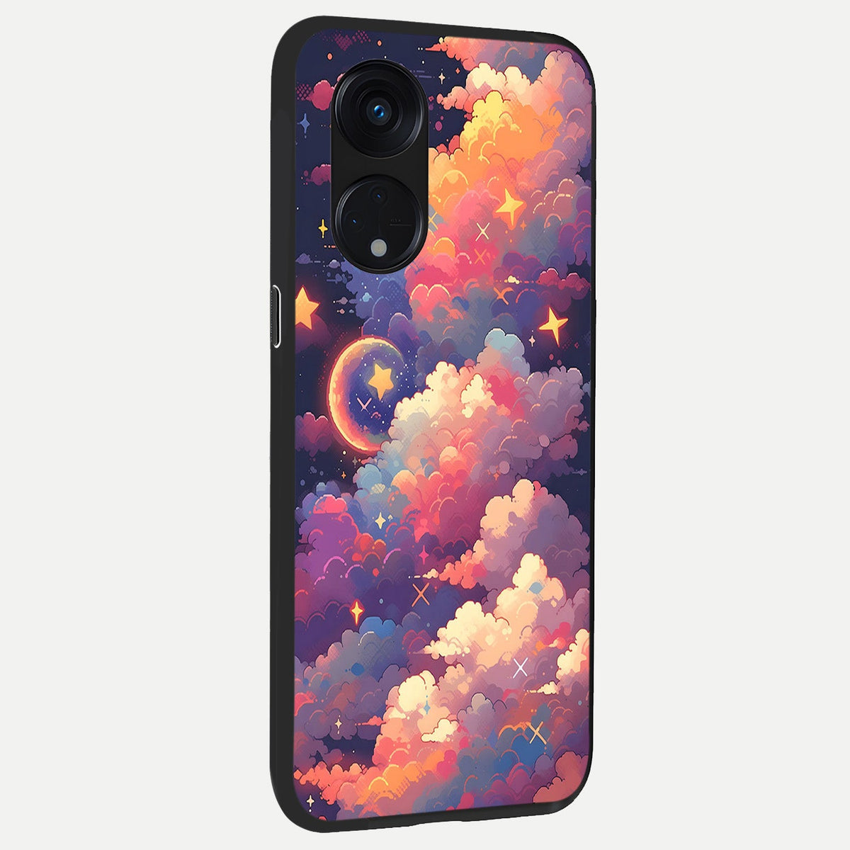  Starlit Dream Clouds back cover For Oppo Reno 8T 5G slim fit glass case with vibrant aesthetic design