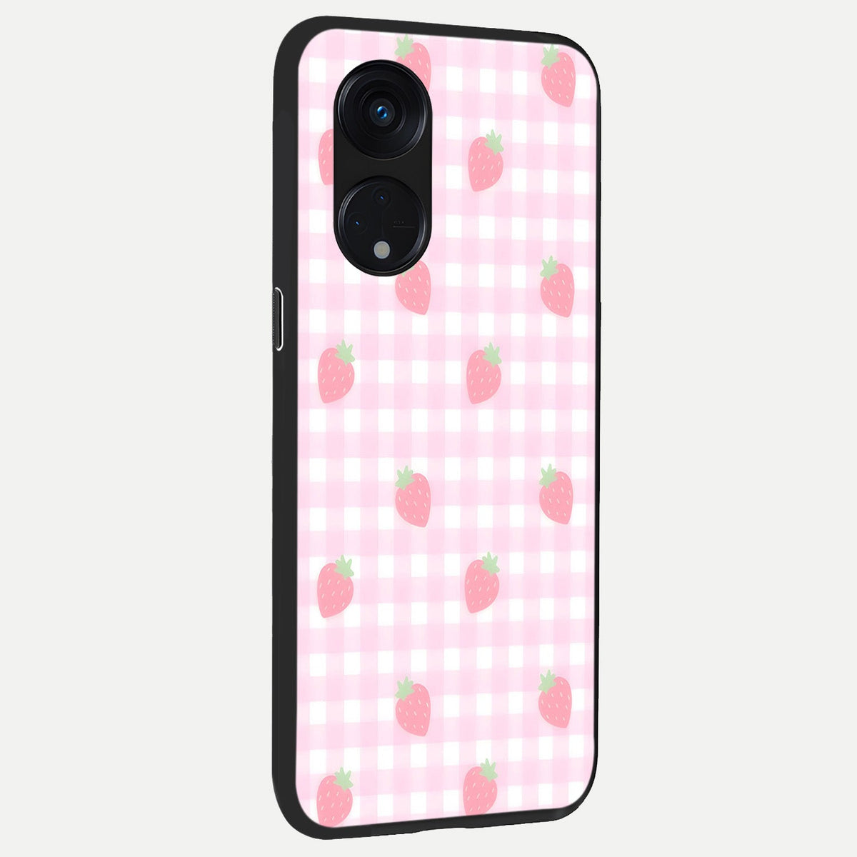  Strawberry Picnic Love back cover For Oppo Reno 8T 5G slim fit glass case with vibrant aesthetic design