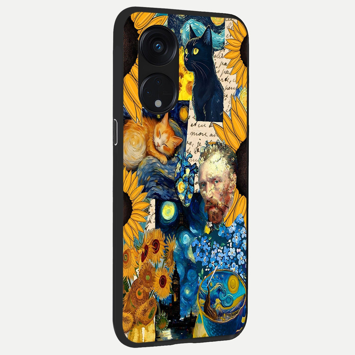  Sunflower Chic Mood Custom Name back cover For Oppo Reno 8T 5G slim fit glass case with vibrant aesthetic design