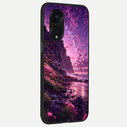  Twilight Blossom Coast back cover For Oppo Reno 8T 5G slim fit glass case with vibrant aesthetic design