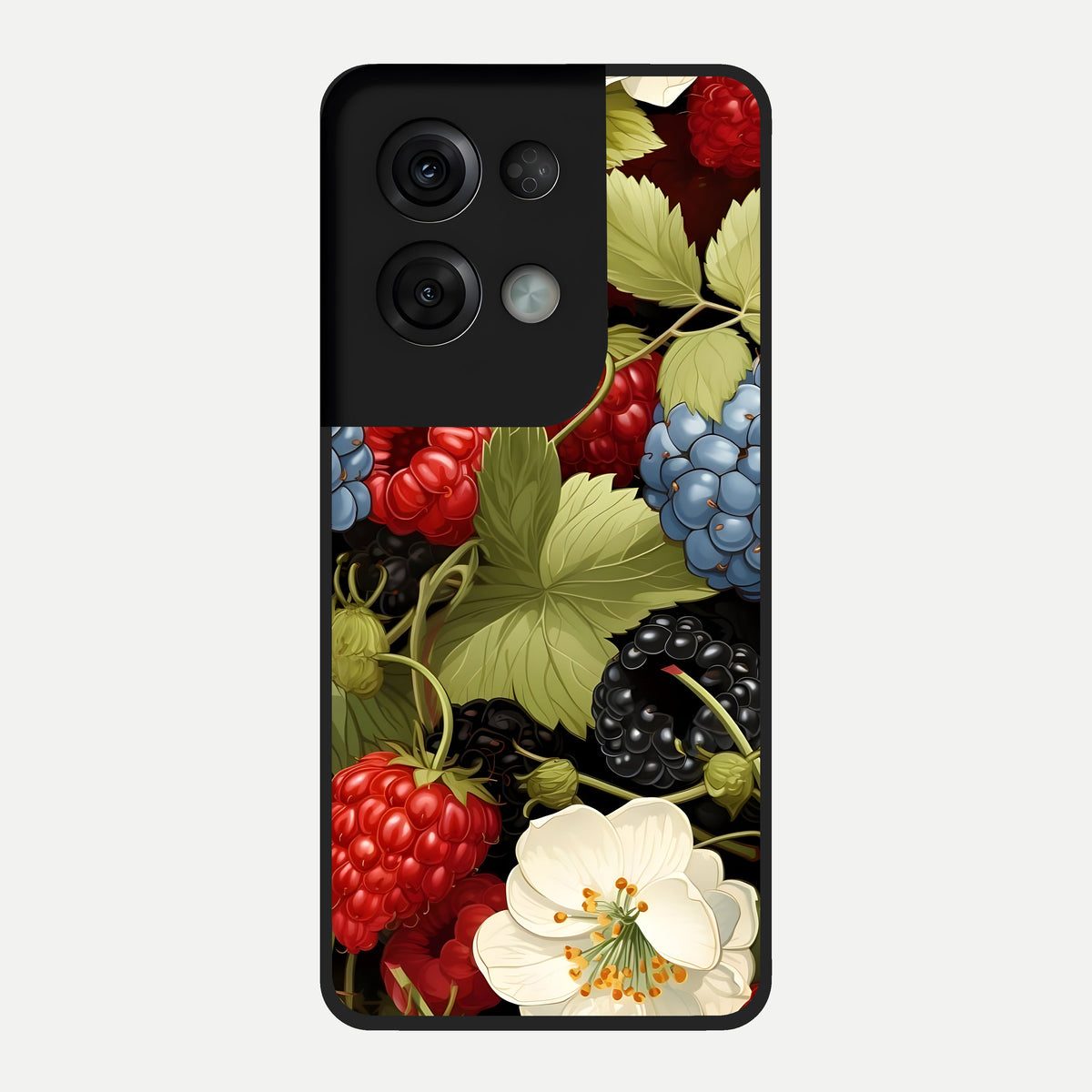  Berry Bloom Charm Glass Case For Oppo Reno 8 Pro back cover – full design glossy printed glass finish