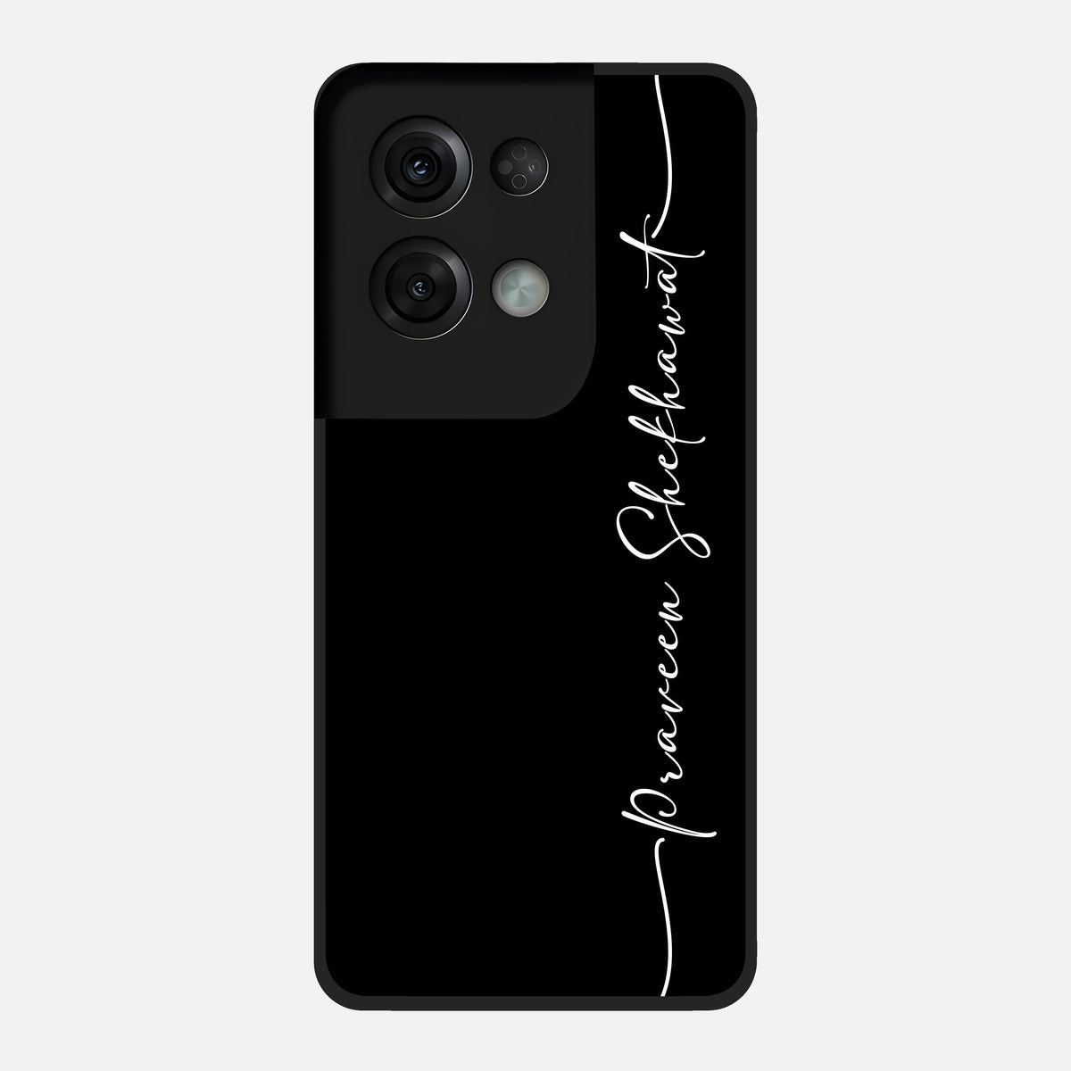  Black Tune Custom Name Glass Case For Oppo Reno 8 Pro back cover – full design glossy printed glass finish