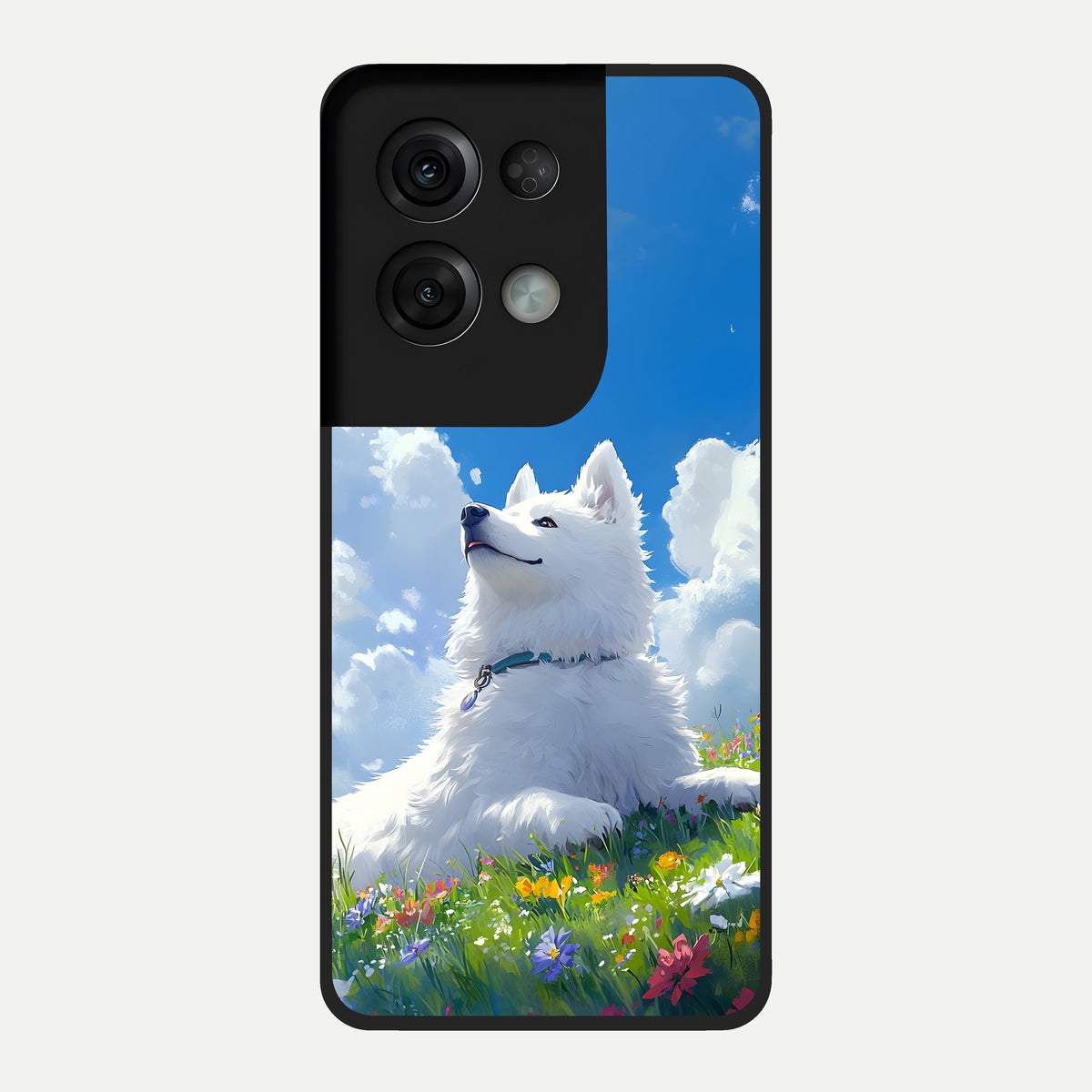  Blissful Cloud Pup Glass Case For Oppo Reno 8 Pro back cover – full design glossy printed glass finish