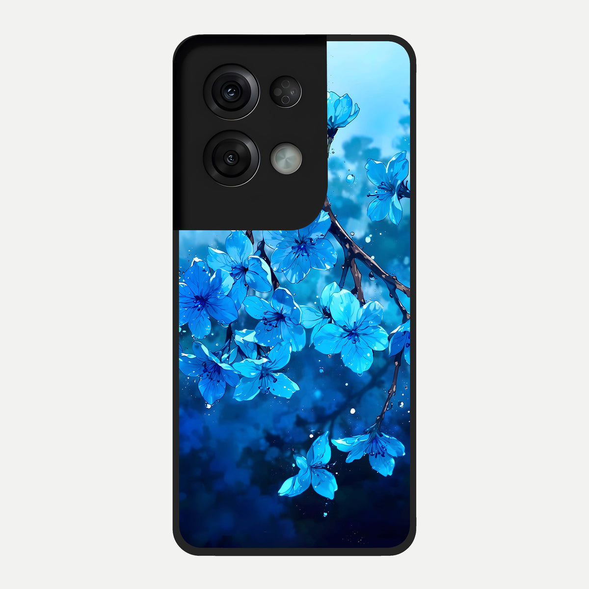  Blue Blossoms Branch Glass Case For Oppo Reno 8 Pro back cover – full design glossy printed glass finish