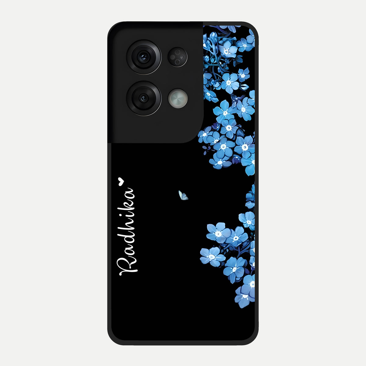  Blue Petal Dream Custom Name Glass Case For Oppo Reno 8 Pro back cover – full design glossy printed glass finish
