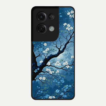  Blue Tree Serenity Glass Case For Oppo Reno 8 Pro back cover – full design glossy printed glass finish