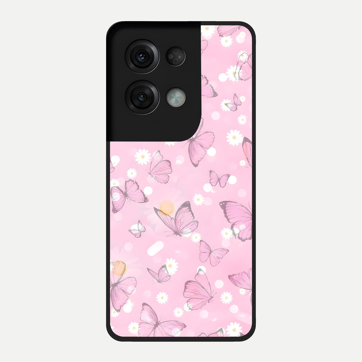  Blush Butterfly Garden Glass Case For Oppo Reno 8 Pro back cover – full design glossy printed glass finish