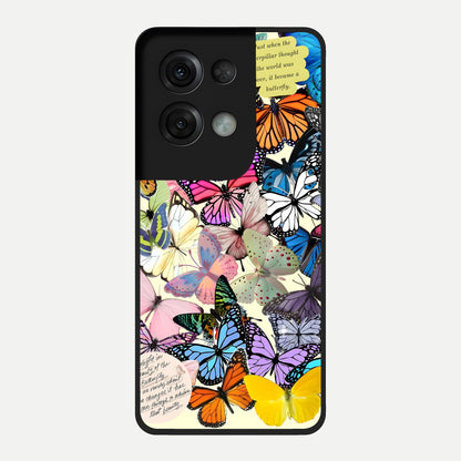  Butterflies Petal Dream Glass Case For Oppo Reno 8 Pro back cover – full design glossy printed glass finish