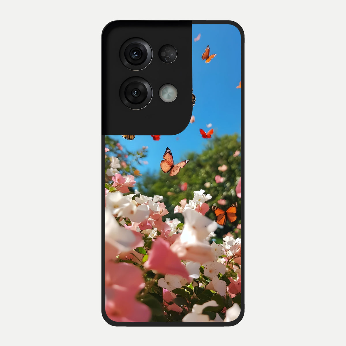 Butterflies In Bloom Sky Glass Case For Oppo Reno 8 Pro back cover – full design glossy printed glass finish