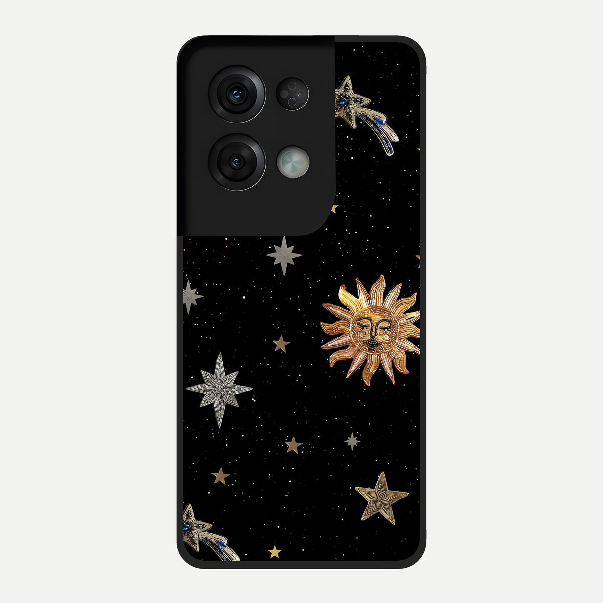  Celestial Moon With Stars Glass Case For Oppo Reno 8 Pro back cover – full design glossy printed glass finish