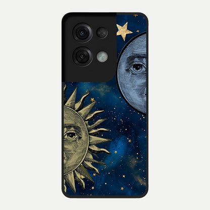  Celestial Moon With Sun Glass Case For Oppo Reno 8 Pro back cover – full design glossy printed glass finish