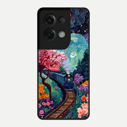  Celestial Train Journey Glass Case For Oppo Reno 8 Pro back cover – full design glossy printed glass finish