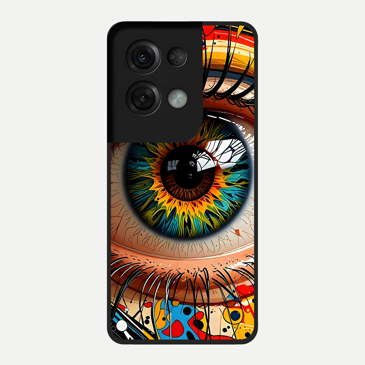  Colorful Eye Glass Case For Oppo Reno 8 Pro back cover – full design glossy printed glass finish