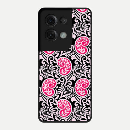  Crimson Paisley Charm Glass Case For Oppo Reno 8 Pro back cover – full design glossy printed glass finish