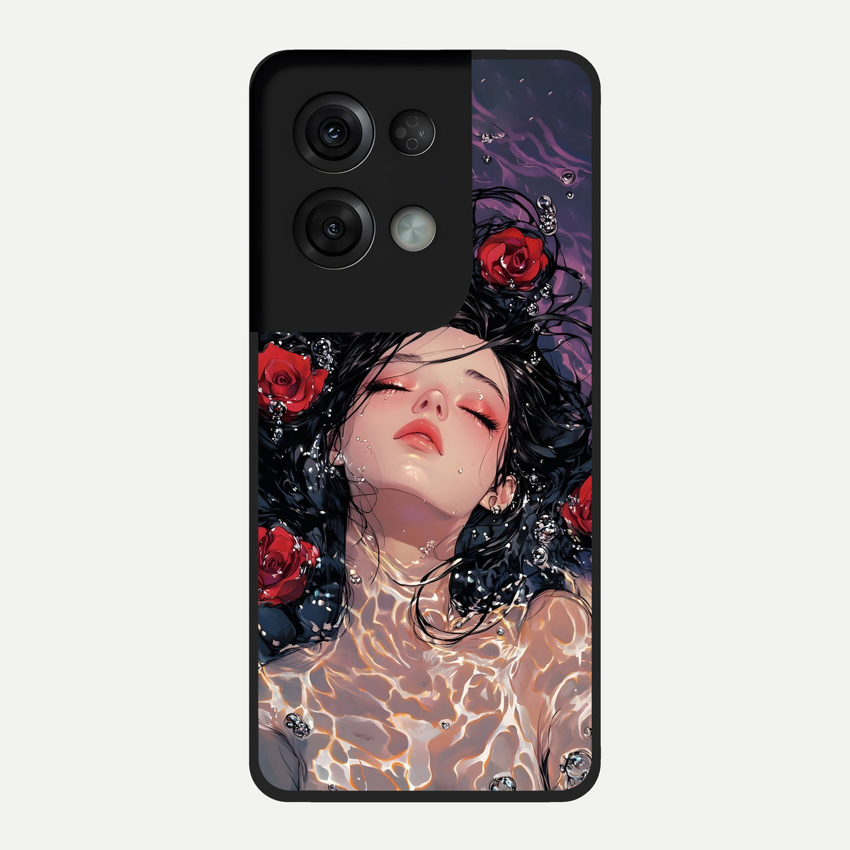  Crimson Rose Serenity Glass Case For Oppo Reno 8 Pro back cover – full design glossy printed glass finish