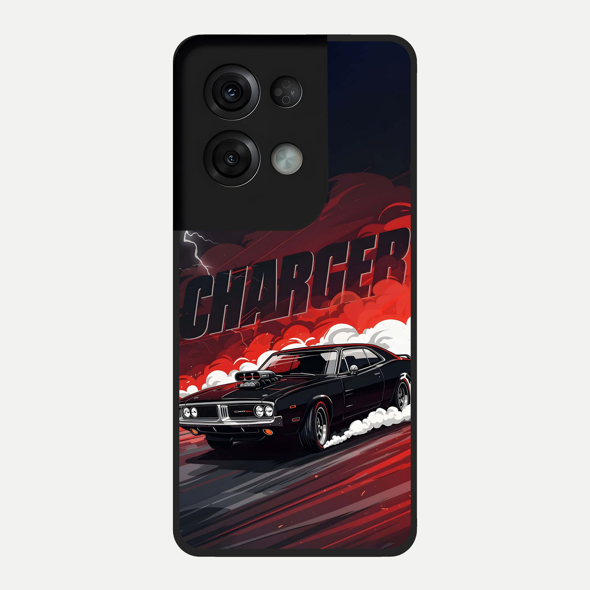  Dark Charger Fury Glass Case For Oppo Reno 8 Pro back cover – full design glossy printed glass finish