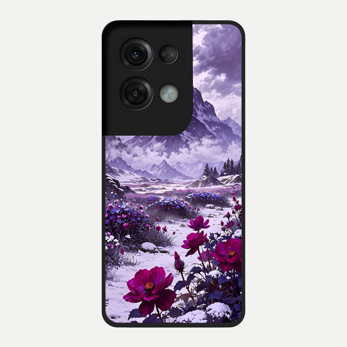  Flower Mountain View Glass Case For Oppo Reno 8 Pro back cover – full design glossy printed glass finish