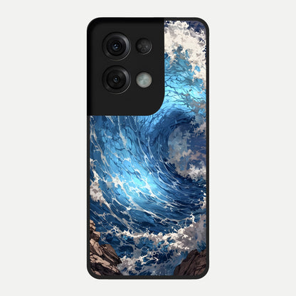  Giant Ocean Wave Glass Case For Oppo Reno 8 Pro back cover – full design glossy printed glass finish