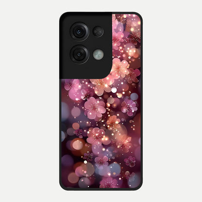  Glowing Petal Bliss Glass Case For Oppo Reno 8 Pro back cover – full design glossy printed glass finish