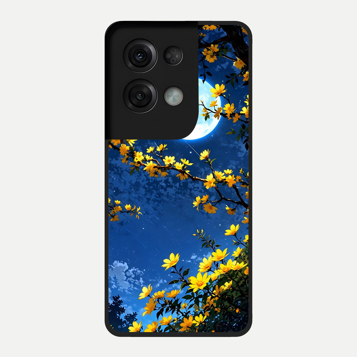  Golden Night Glow Glass Case For Oppo Reno 8 Pro back cover – full design glossy printed glass finish