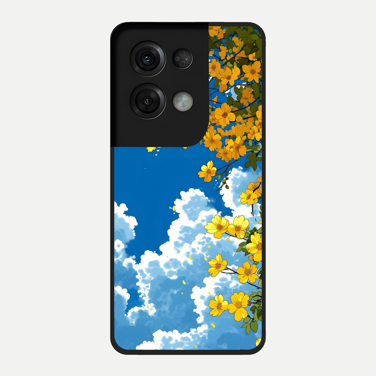  Golden Petal Sky Glass Case For Oppo Reno 8 Pro back cover – full design glossy printed glass finish