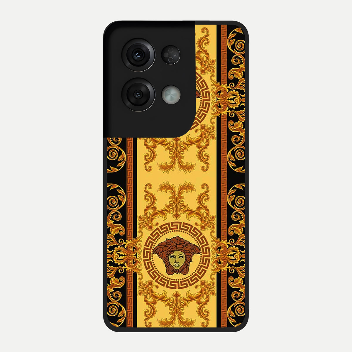  Golden Royal Heritage Glass Case For Oppo Reno 8 Pro back cover – full design glossy printed glass finish