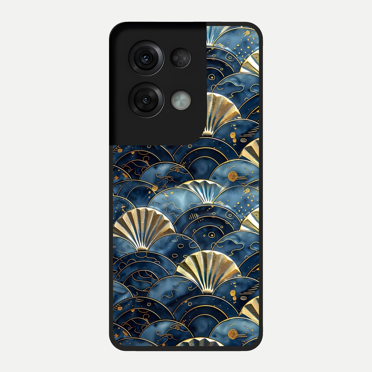  Golden Wave Luxe Glass Case For Oppo Reno 8 Pro back cover – full design glossy printed glass finish