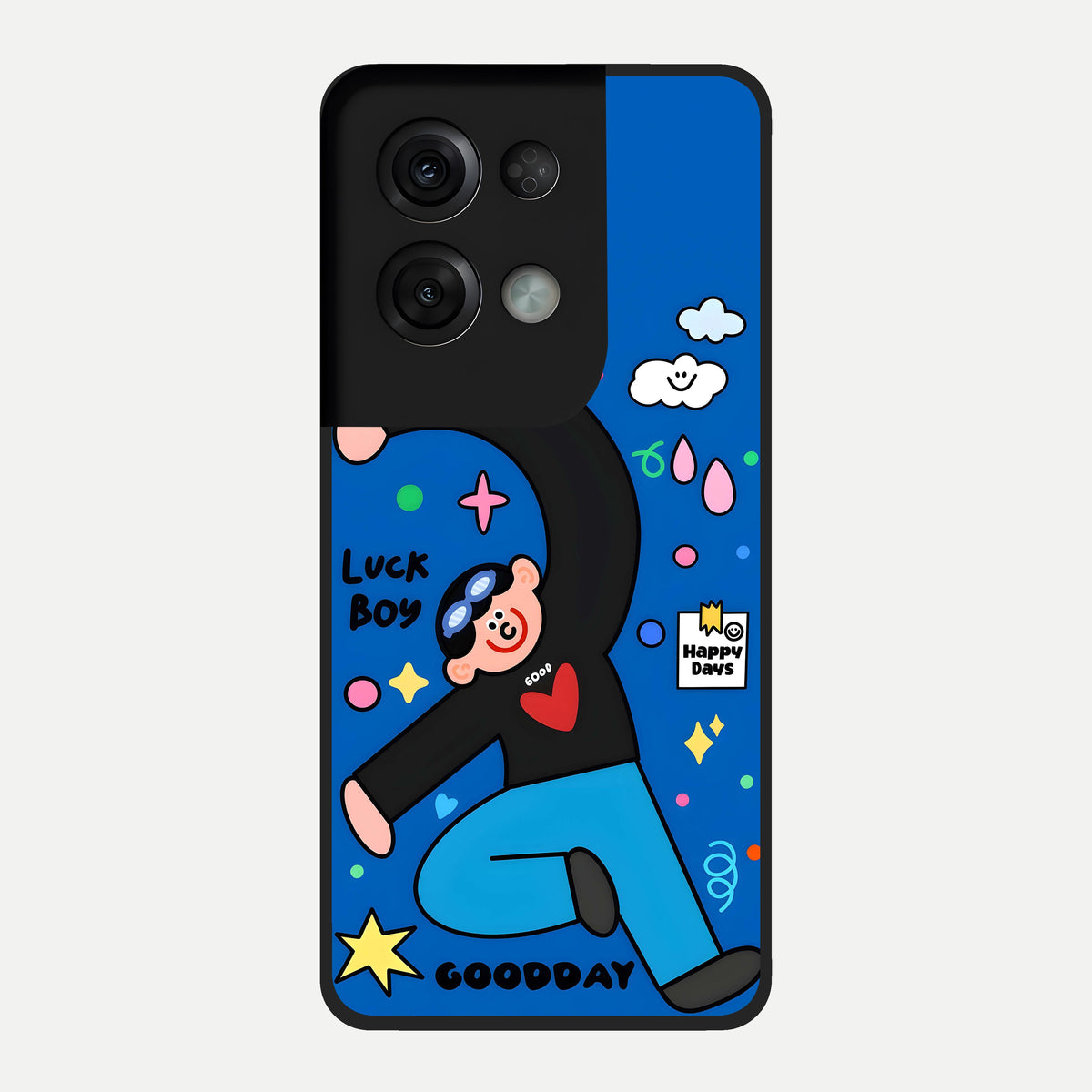  Happy Luck Vibe Glass Case For Oppo Reno 8 Pro back cover – full design glossy printed glass finish