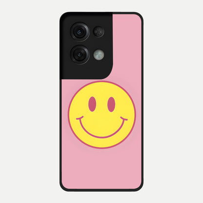  Happy Pink Mood Glass Case For Oppo Reno 8 Pro back cover – full design glossy printed glass finish