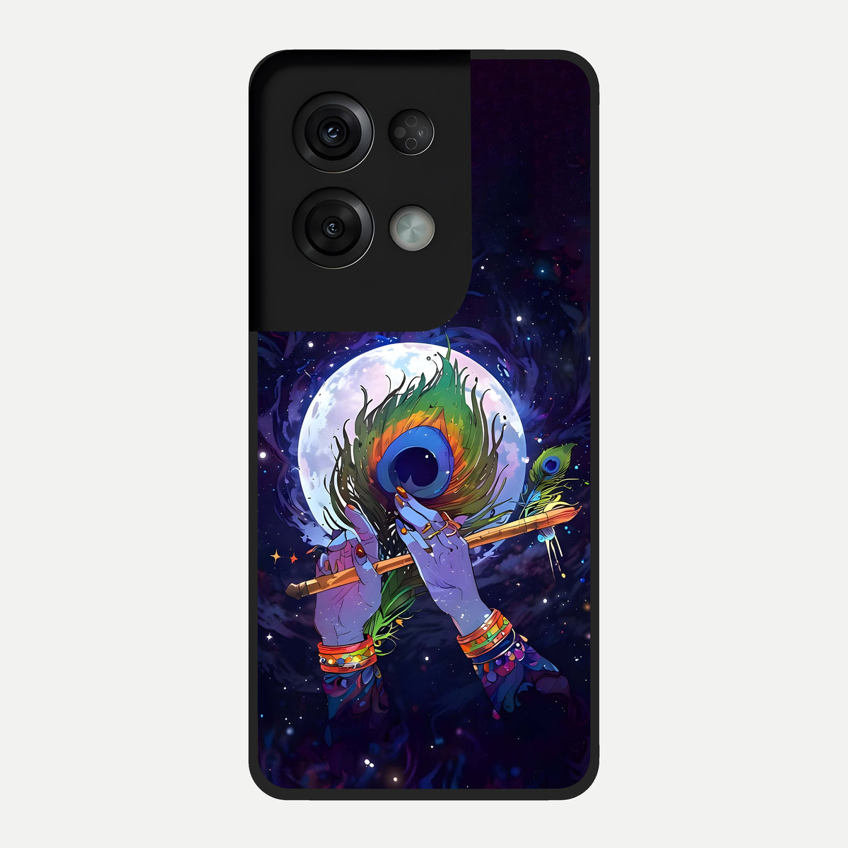  Krishna Hands Art Glass Case For Oppo Reno 8 Pro back cover – full design glossy printed glass finish
