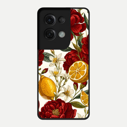 Lemon Rose Charm Glass Case For Oppo Reno 8 Pro back cover – full design glossy printed glass finish