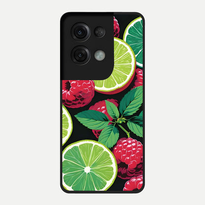  Lime and Raspberry Pattern Glass Case For Oppo Reno 8 Pro back cover – full design glossy printed glass finish