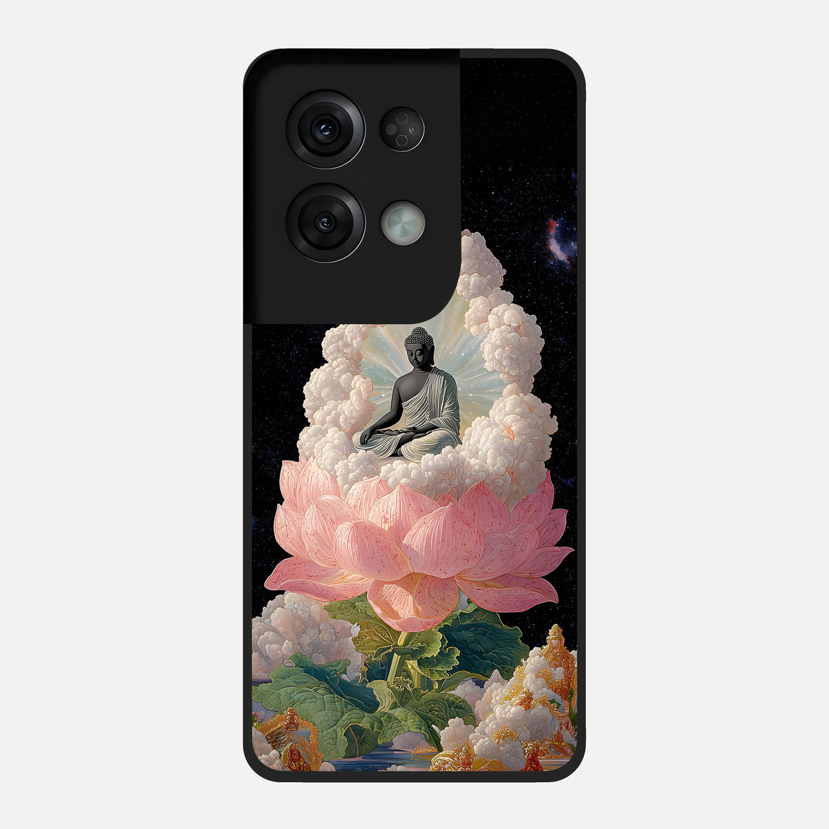  Lotus Divine Peace Glass Case For Oppo Reno 8 Pro back cover – full design glossy printed glass finish