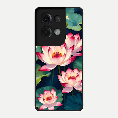  Lotus Dream Serenity Glass Case For Oppo Reno 8 Pro back cover – full design glossy printed glass finish