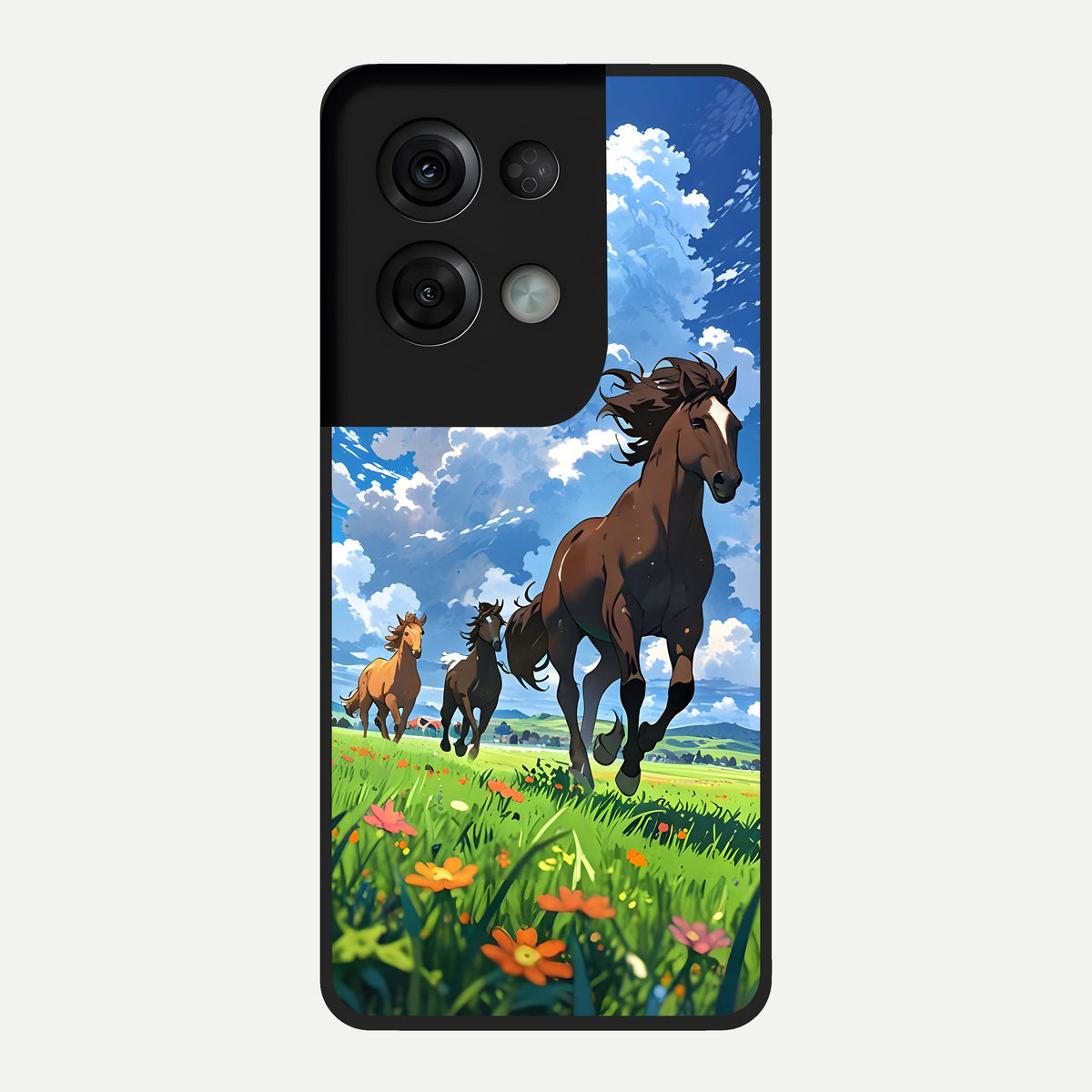  Majestic Horses Galloping Glass Case For Oppo Reno 8 Pro back cover – full design glossy printed glass finish