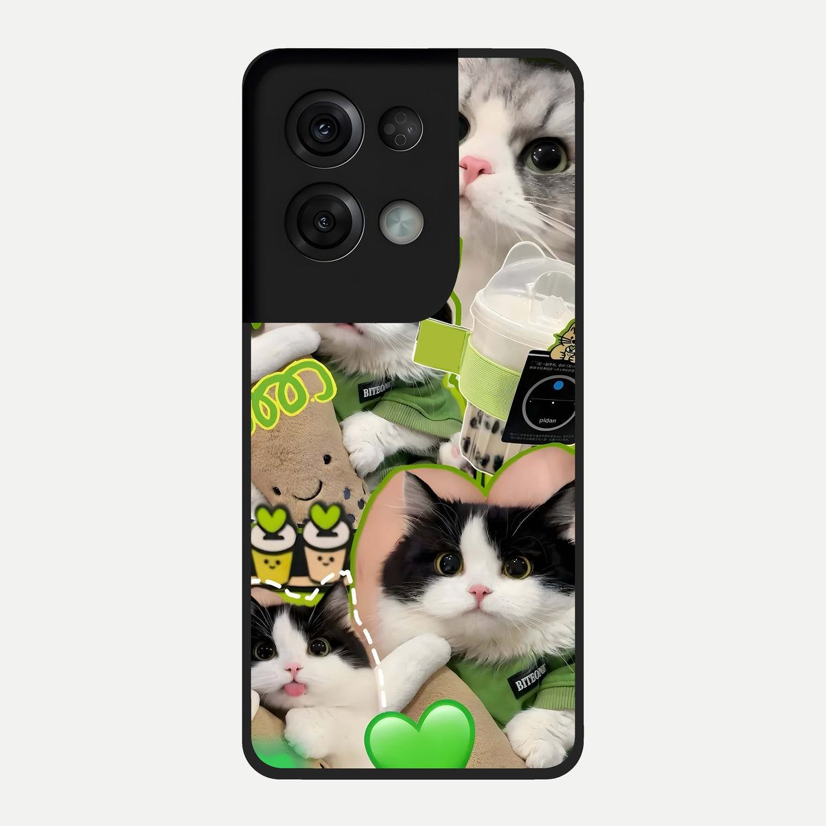  Matcha Cats Mood Glass Case For Oppo Reno 8 Pro back cover – full design glossy printed glass finish