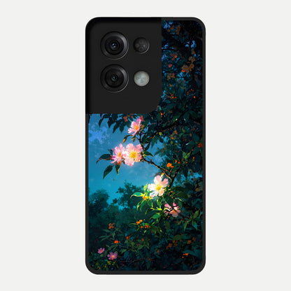  Midnight Bloom Glow Glass Case For Oppo Reno 8 Pro back cover – full design glossy printed glass finish