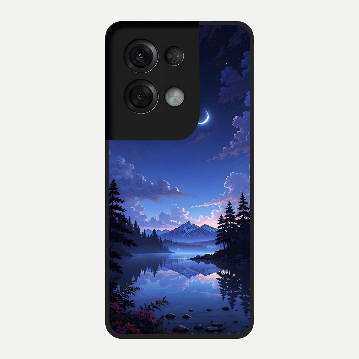  Midnight Lake Peace Glass Case For Oppo Reno 8 Pro back cover – full design glossy printed glass finish