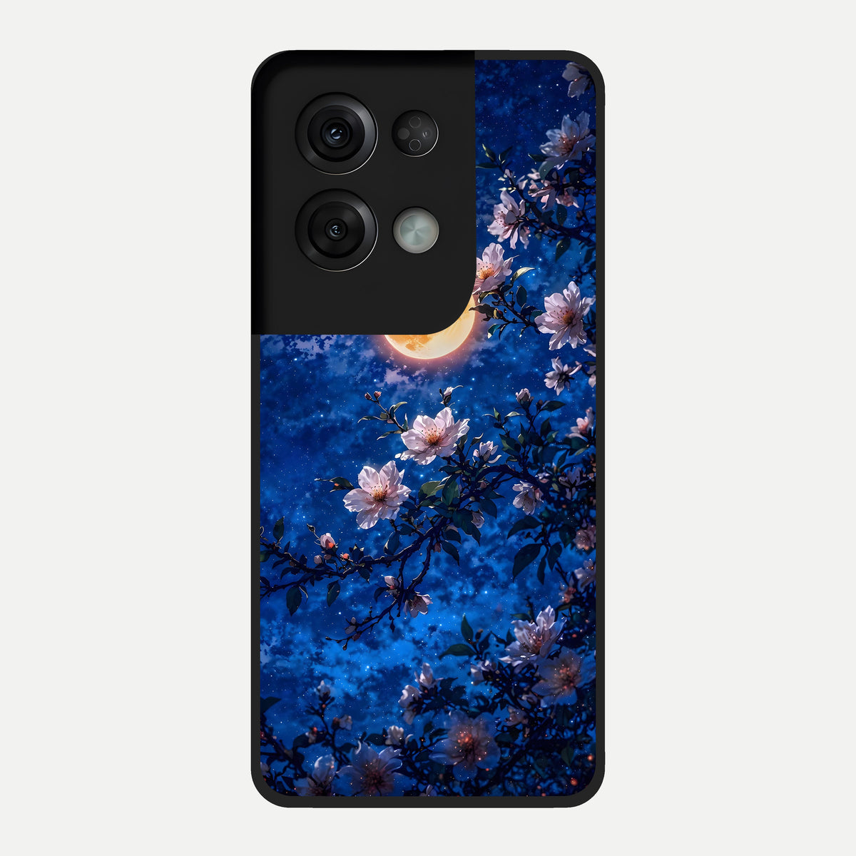  Moonlit Blossoms Night Glass Case For Oppo Reno 8 Pro back cover – full design glossy printed glass finish
