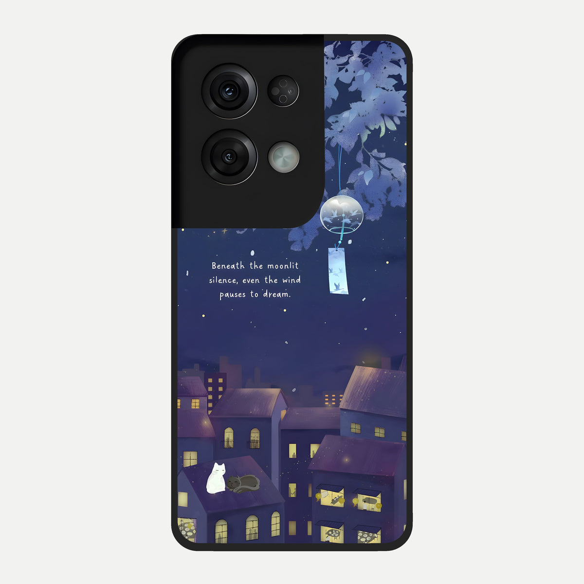  Moonlit Cat Silence Glass Case For Oppo Reno 8 Pro back cover – full design glossy printed glass finish