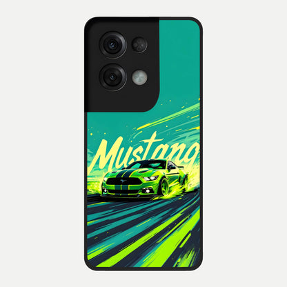  Mustang Bang Glass Case For Oppo Reno 8 Pro back cover – full design glossy printed glass finish