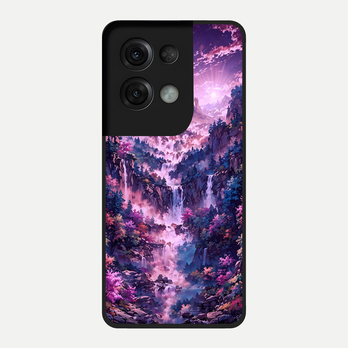  Mystic Cascade Peaks Glass Case For Oppo Reno 8 Pro back cover – full design glossy printed glass finish
