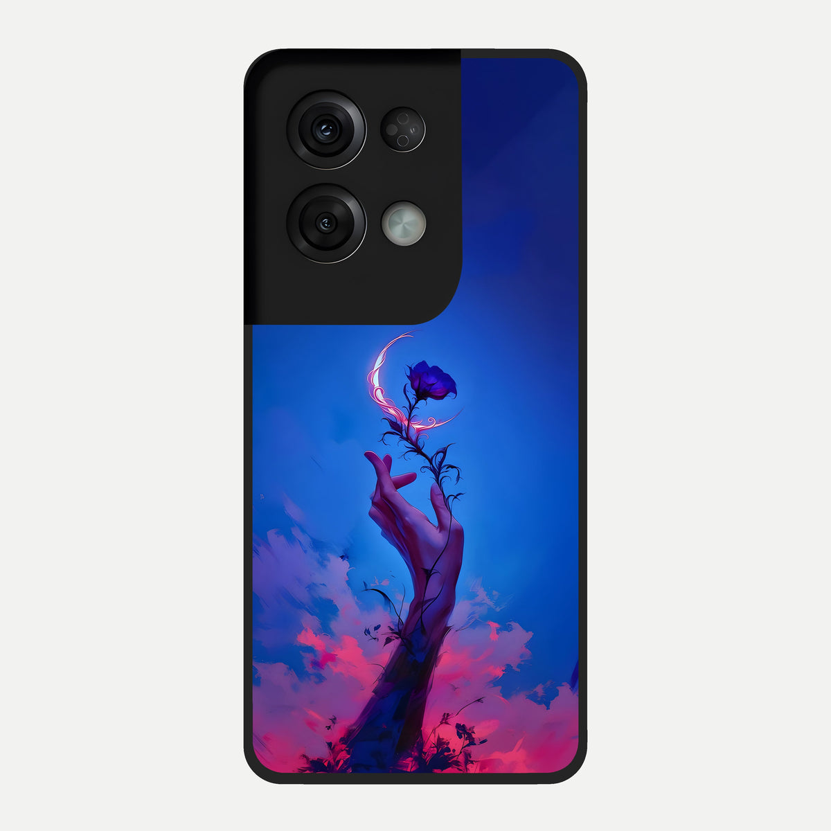  Mystic Hand Glass Case For Oppo Reno 8 Pro back cover – full design glossy printed glass finish