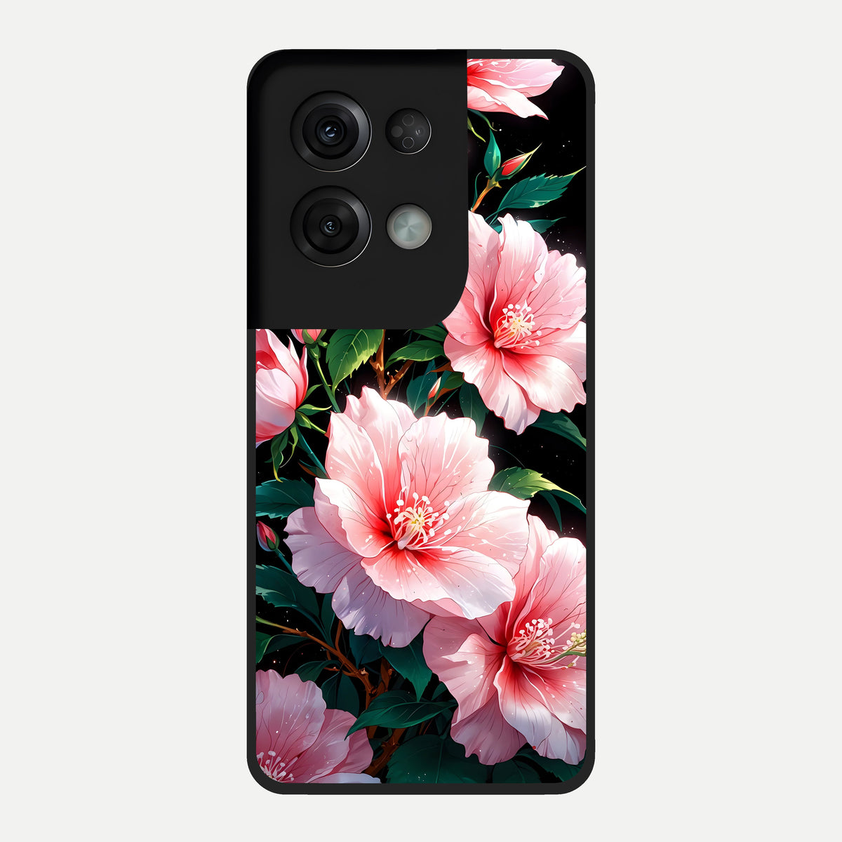  Peach Flower Glass Case For Oppo Reno 8 Pro back cover – full design glossy printed glass finish