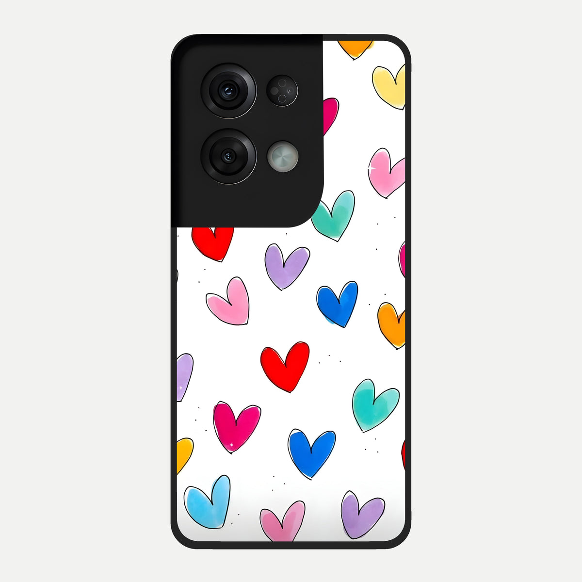  Playful Love Doodles Glass Case For Oppo Reno 8 Pro back cover – full design glossy printed glass finish