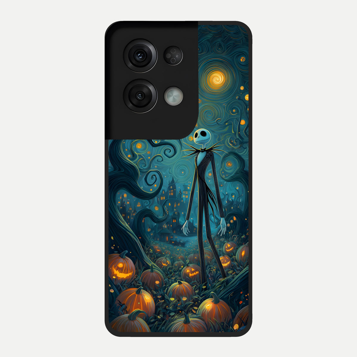  Pumpkin Moon Night Glass Case For Oppo Reno 8 Pro back cover – full design glossy printed glass finish