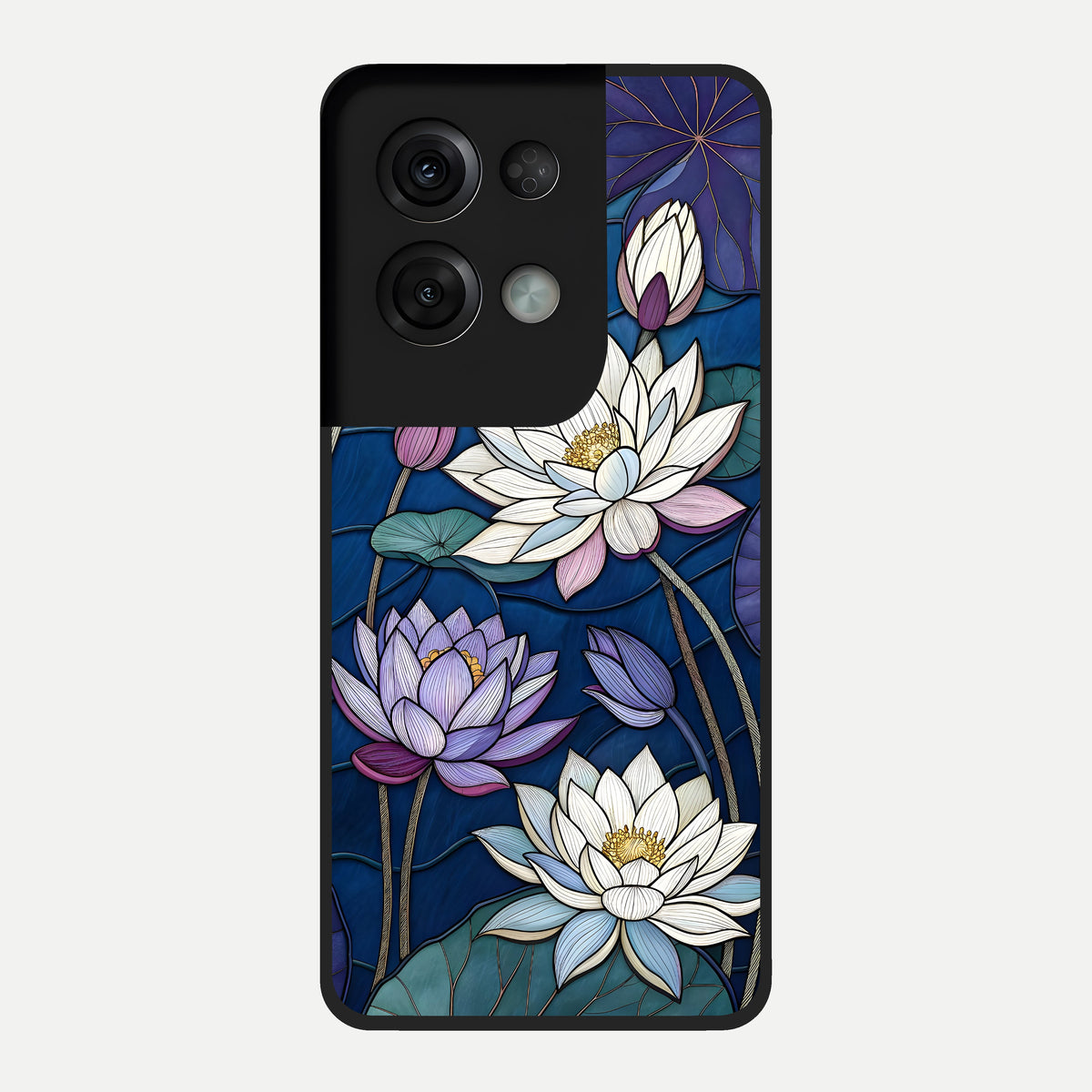  Purple Lotus Stained Glass Case For Oppo Reno 8 Pro back cover – full design glossy printed glass finish