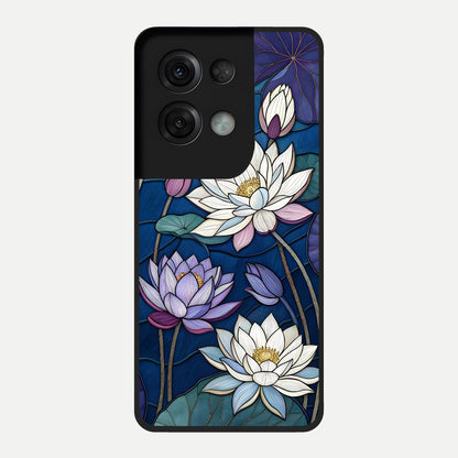  Purple Lotus Stained Glass Case For Oppo Reno 8 Pro back cover – full design glossy printed glass finish