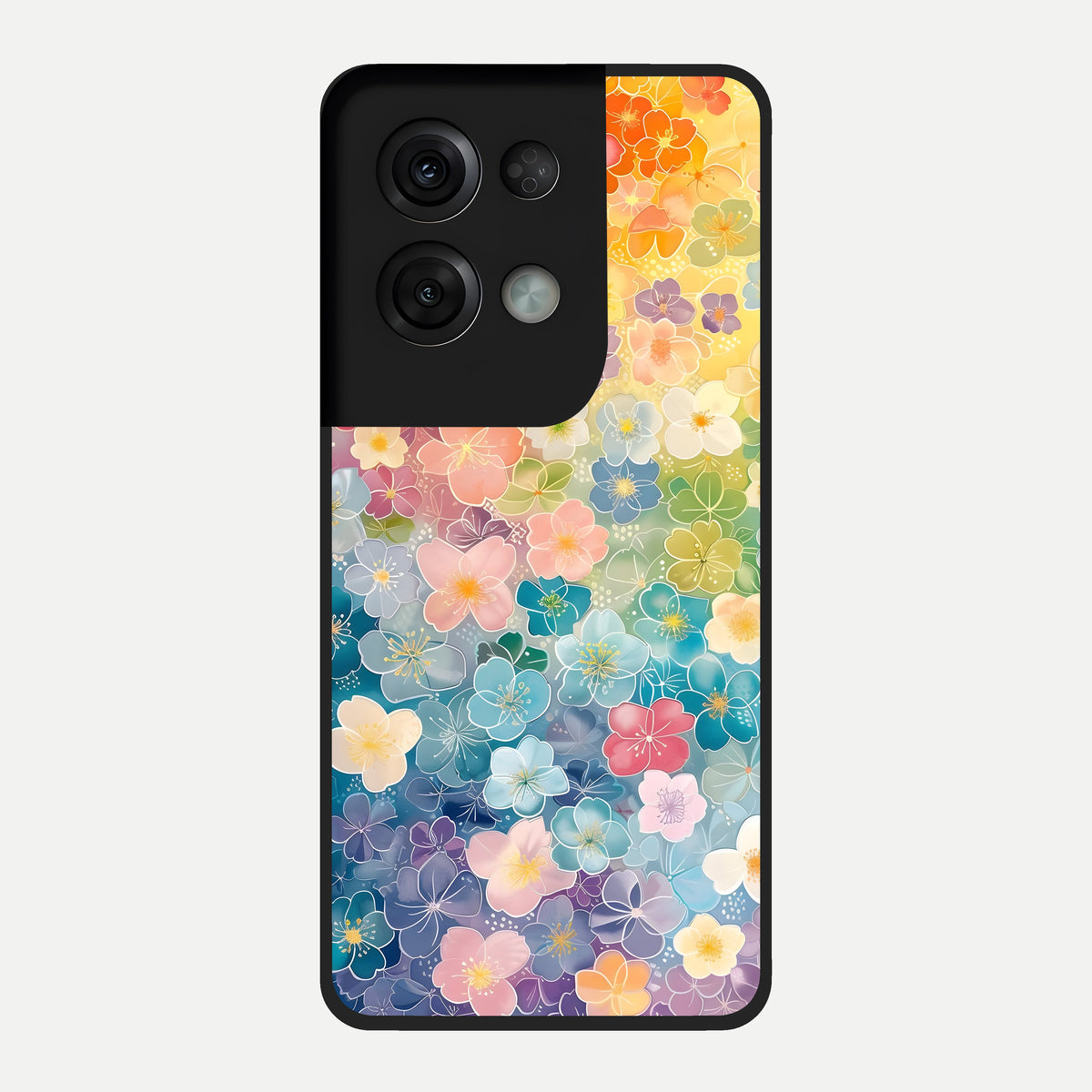  Rainbow Blossom Burst Glass Case For Oppo Reno 8 Pro back cover – full design glossy printed glass finish